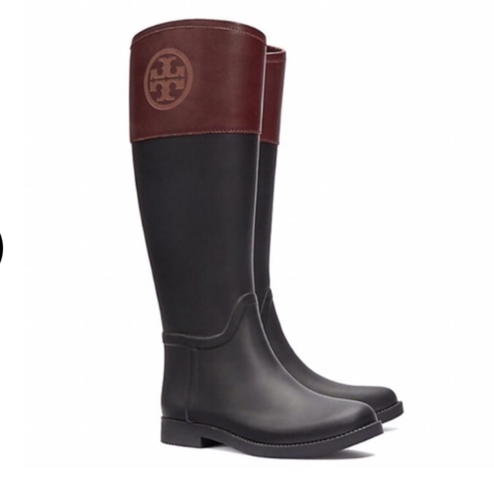 Tory Burch Diana Rubber/leather rain boot sz 6/37